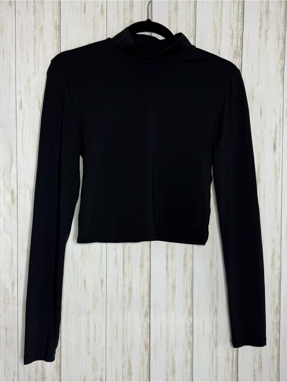 Aritzia Babaton Black Long-Sleeve Mock Neck Top